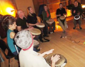 Drumming and dancing, November 21, 2010